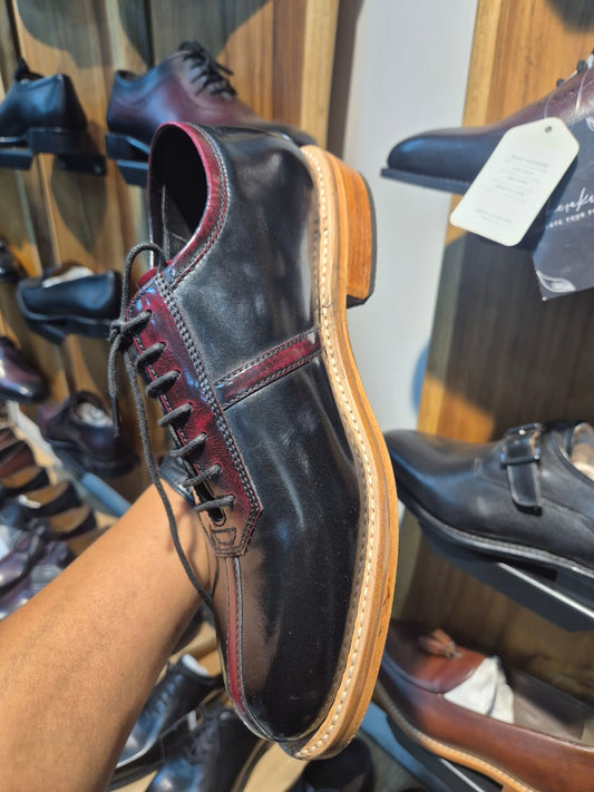 Obsidian Noir Goodyear Welted Oxfords – Hand - Finished Full - Grain Leather - MERAKINO