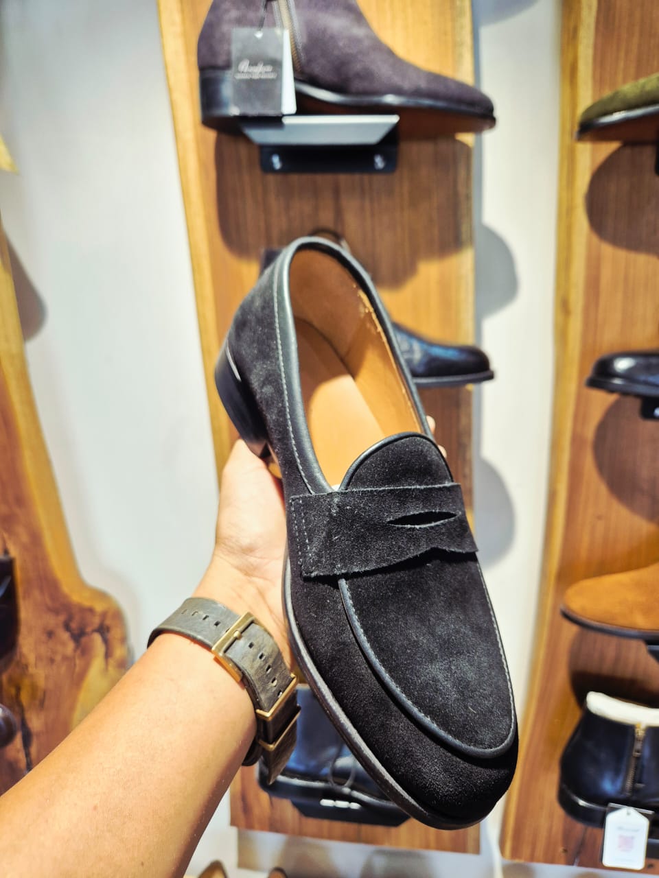 Noir Suede Penny Loafers  Timeless. Understated. Impeccably Refined.
