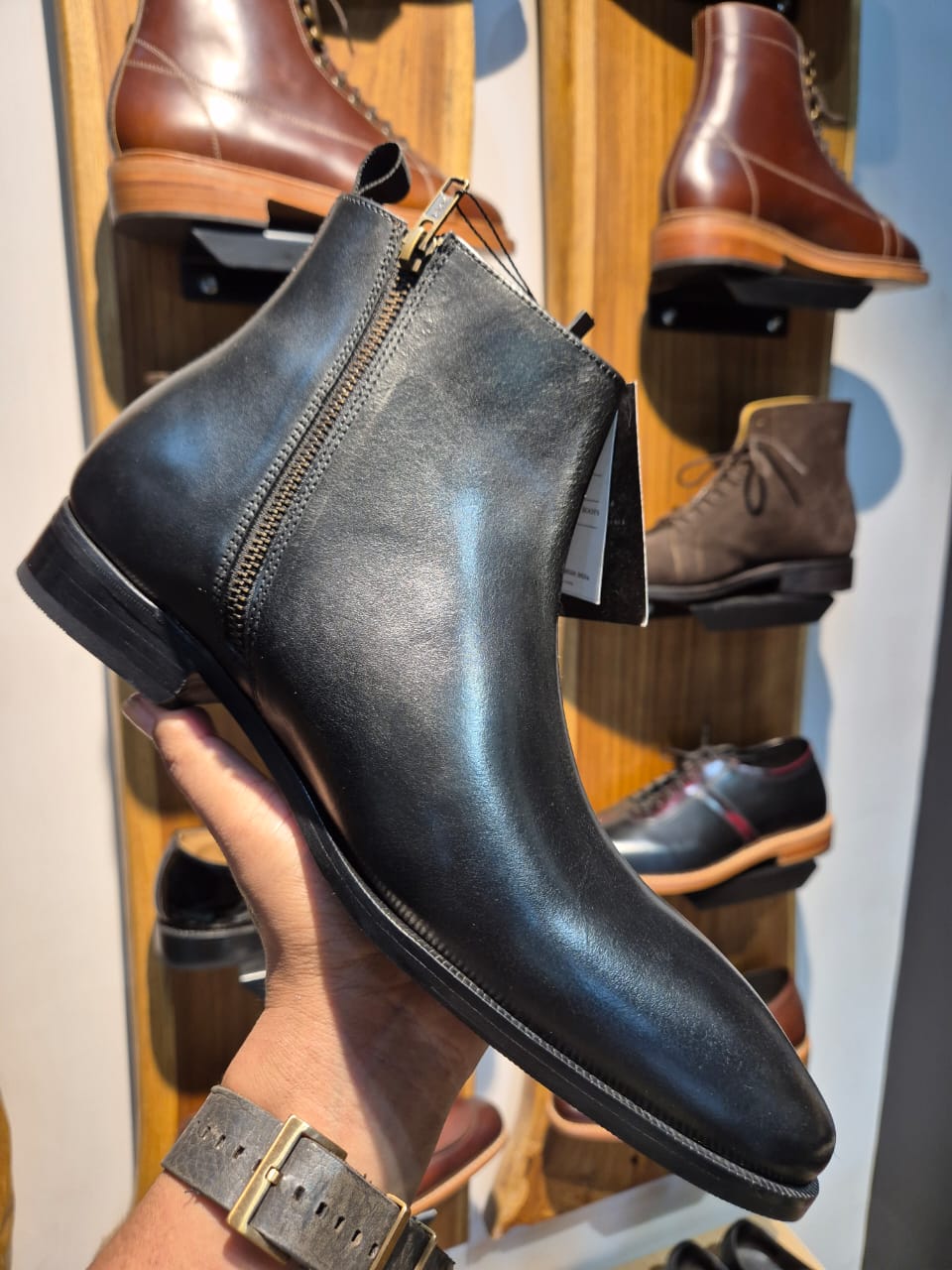 Blake-Stitched Leather Chelsea Zipper Boot — The Executive