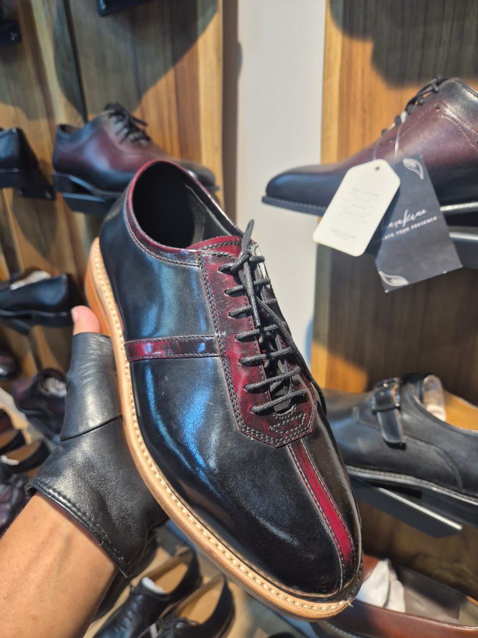 Obsidian Noir Goodyear Welted Oxfords – Hand - Finished Full - Grain Leather - MERAKINO