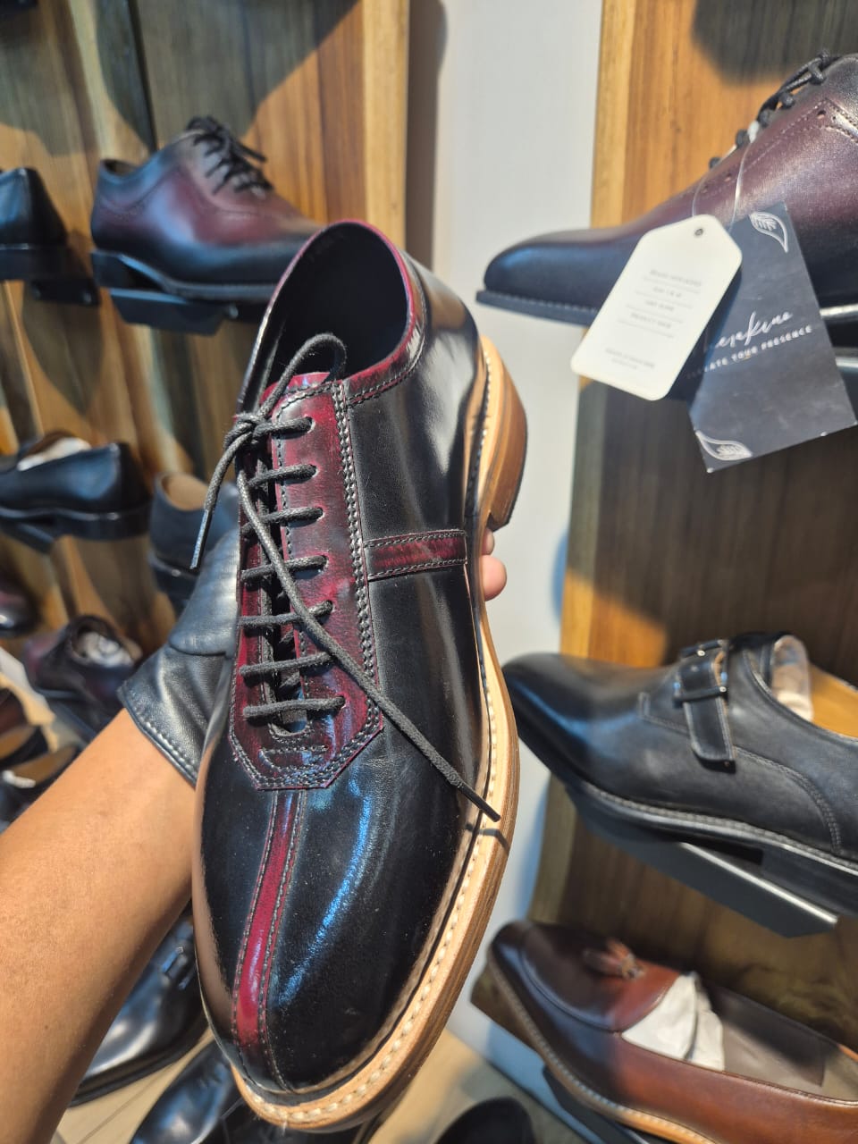 Obsidian Noir Goodyear Welted Oxfords – Hand - Finished Full - Grain Leather - MERAKINO
