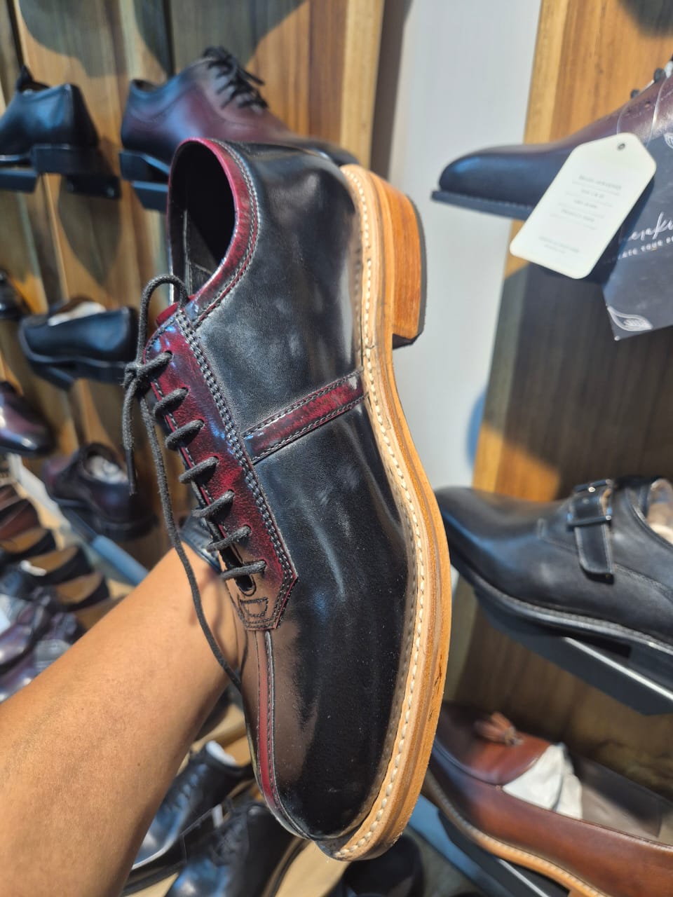 Obsidian Noir Goodyear Welted Oxfords – Hand - Finished Full - Grain Leather - MERAKINO