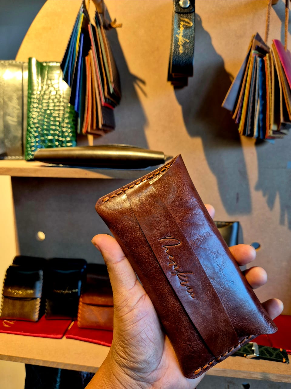 Plain Full-Grain Italian Leather Cash Holder - MERAKINO