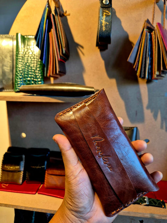 Plain Full-Grain Italian Leather Cash Holder - MERAKINO