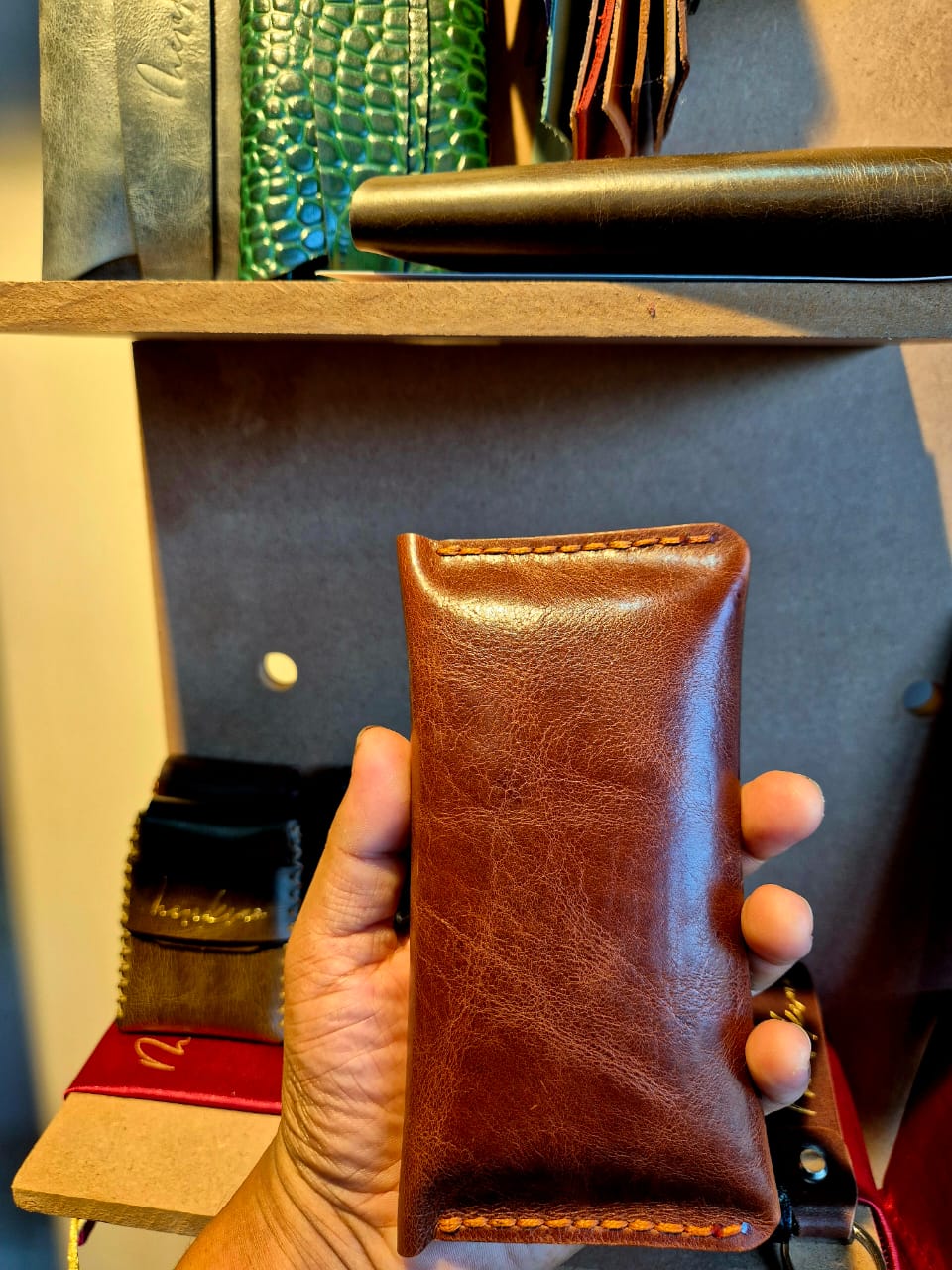 Plain Full-Grain Italian Leather Cash Holder - MERAKINO